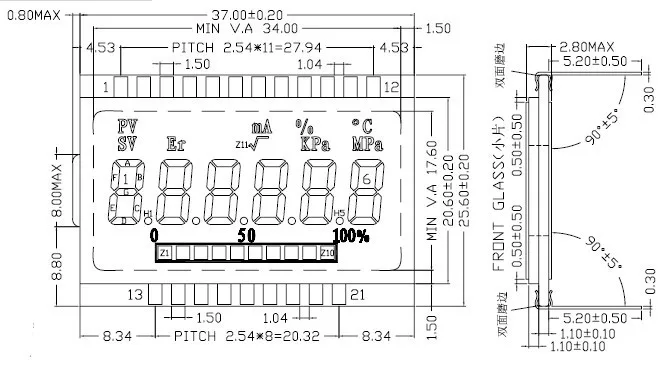 6 цифр ЖК-панель TN lcd с шелковой печатью-40~ 80C рабочая температура GD46532