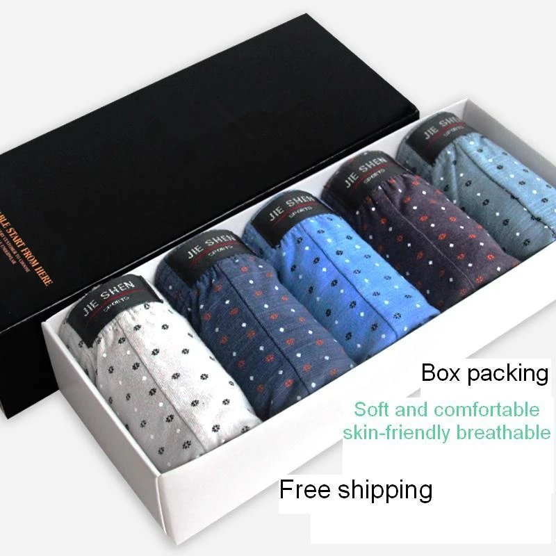 Gift box set Underpants mens panties 100 cotton underwear mid waist sexy underwear plus size