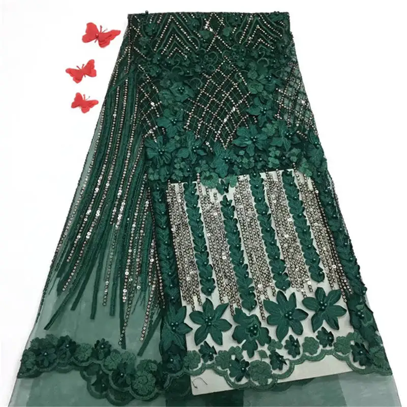 Нигерийская кружевная ткань, Высококачественная африканская Тюлевая кружевная ткань с 3D блестками, французская чистая кружевная ткань для свадебного платья, новая GN188-1 - Цвет: As Picture