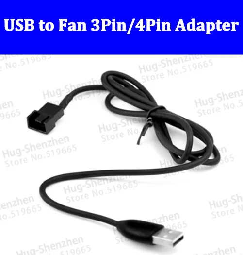 50PCS Brand NEW High Quality USB to Fan 3Pin/4Pin 5V Adapter Cable Free