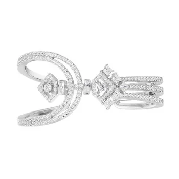 

SLJELY New 925 Sterling Silver Geometric Magic Bangle Micro Pave Full AAA Cubic Zirconia Stones for Women Luxury Brand Jewelry