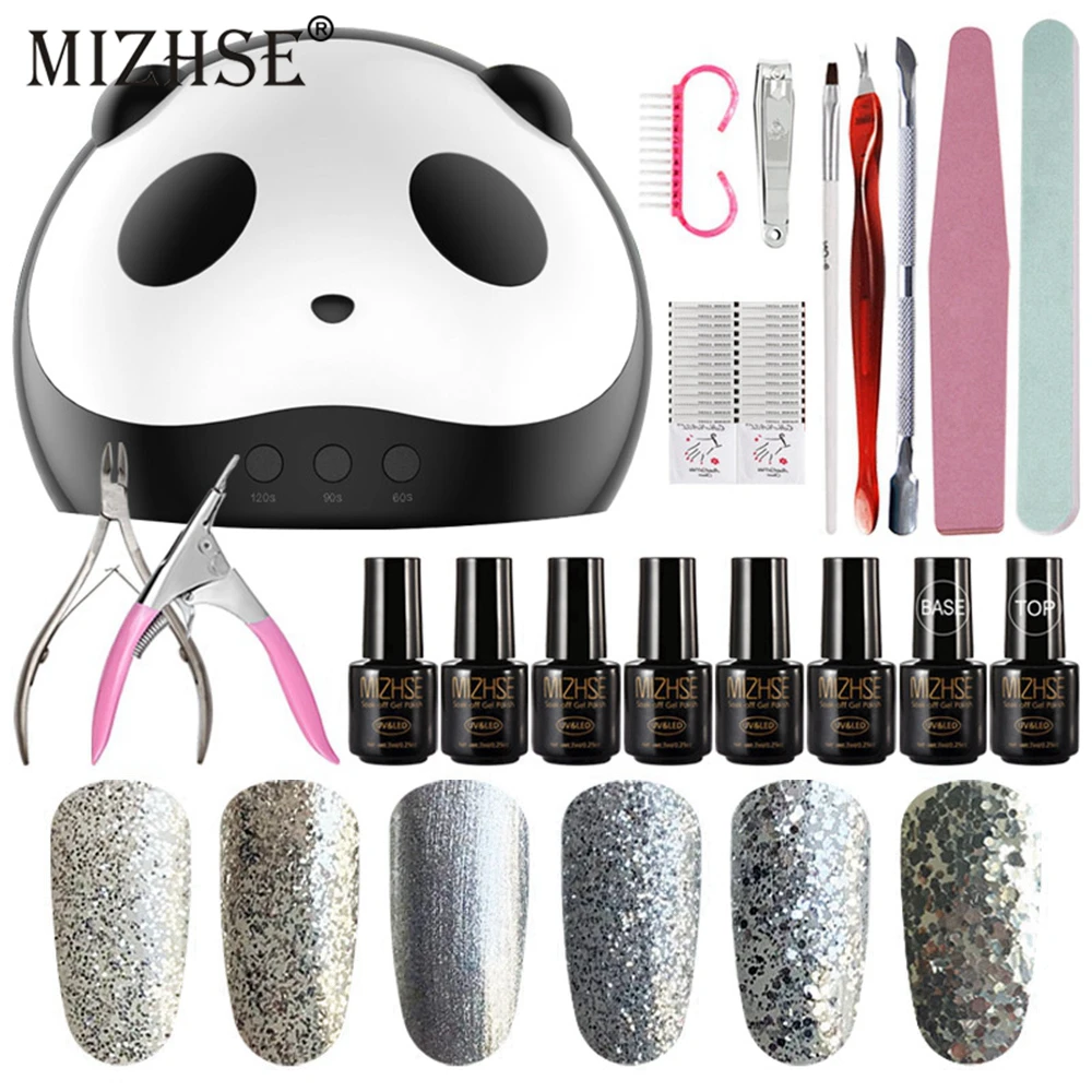 

MIZHSE New Manicure Set With 36W UV LED Lamp Hybrid Varnish Art Vernis Semi Permanent Primer Top Coat 7ML Gel Nail Polish