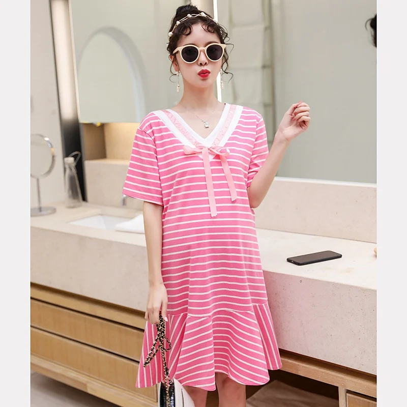 

2019 new pregnancy dress summer fashion Korean version of the loose spring and autumn pregnant women dress pregnancy skirt
