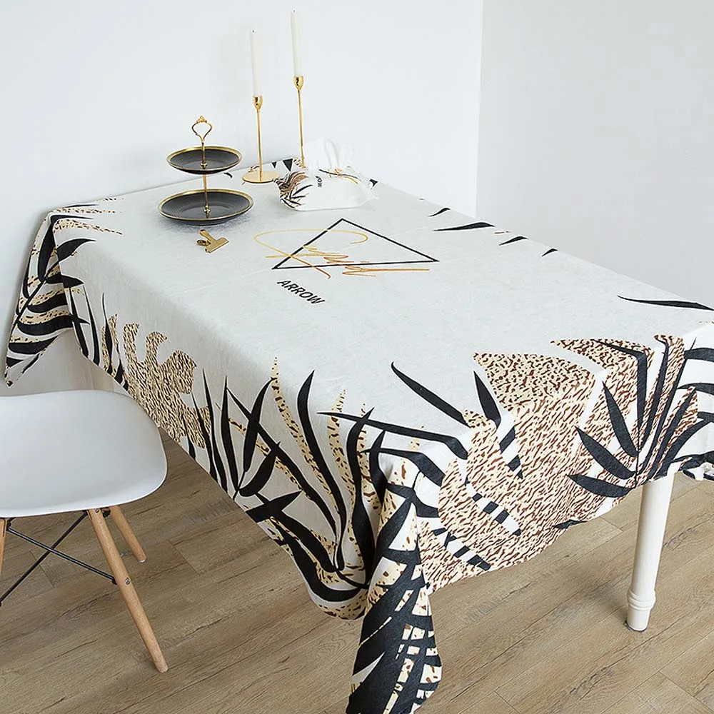 

Fashion Trend Nordic Pastoral Style Plant Pattern Chenille Fabric Tea Table Cloth Square Rectangle Wild Camping BBQ Table Cloth
