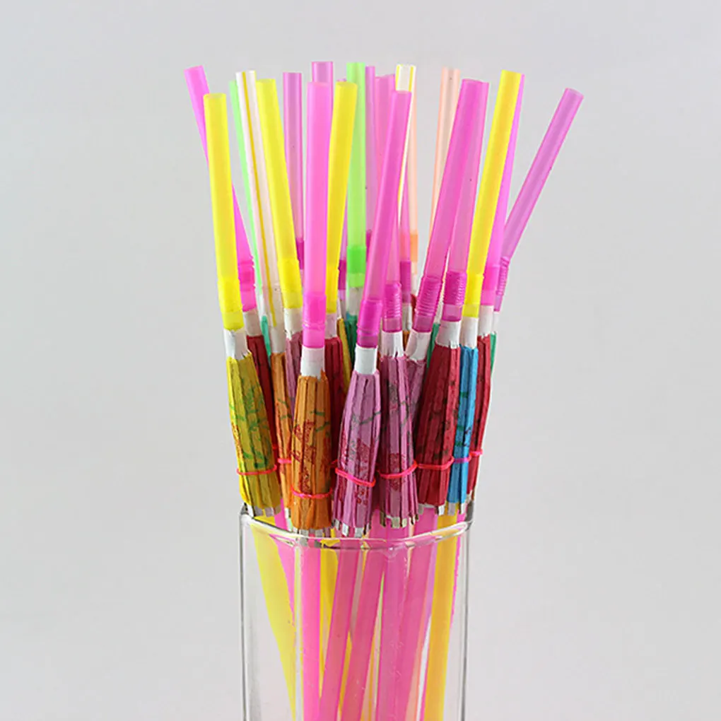 20 шт зонтик одноразовые гибкие красочное питье соломинки для Луау вечеринок для баров, ресторанов новое поступление