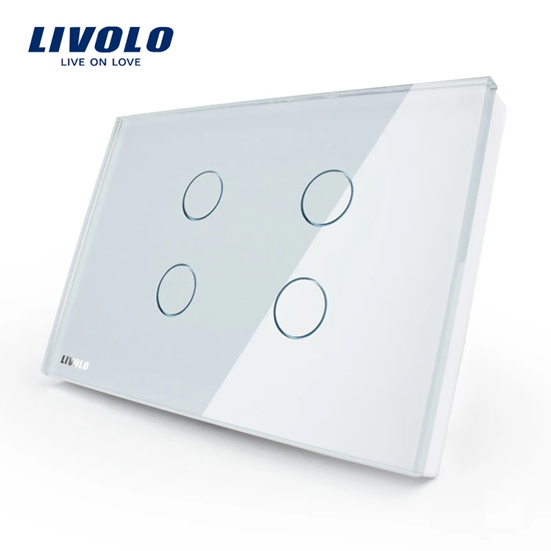 Free Shipping Livolo Touch Screen Switch US Standard VL C304 81 Crystal Glass Panel Wall Light