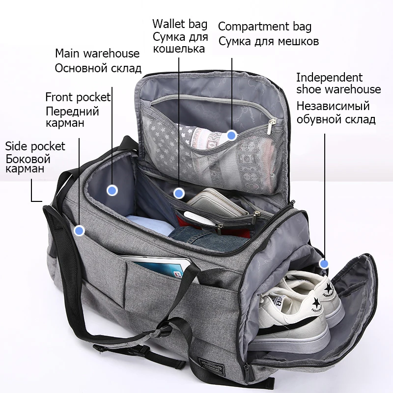 15 inchMultifunction hombres mujer bolsa de Deporte Fitness bolsas mochilas para portátiles de mano de viaje con zapatos bolsillo Yoga bolsa de deporte - 1