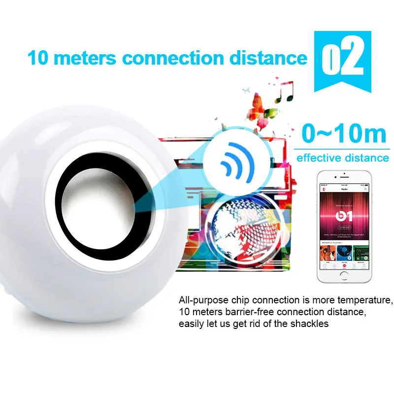  Smart E27 RGB Bluetooth Speaker LED Bulb Light 12W Music Playing Dimmable Wireless Led Lamp with 24 - 32833034102