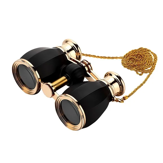 AOMEKIE 4X30 опера очки Театральный бинокль металлическая оправа оптические линзы телескоп с цепочкой элегантный дизайн для женщин подарок для девочек - Цвет: Черный