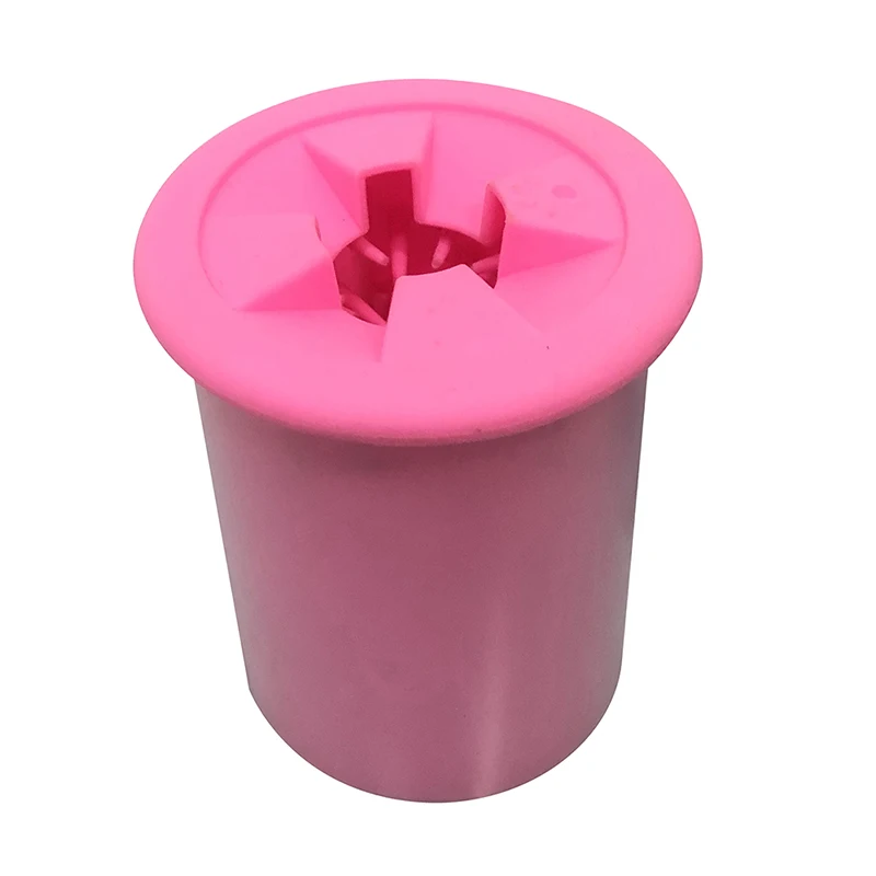 Pet Foot Cleaning Cup for Small Dogs Pet Silicone Washing Tool Automatic comprehensive Dirty Paw Washer Cup Litter Boxes - Color: Pink