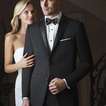 Человек приталенные Смокинги Костюмы Под заказ ужин черный одежда жениха Блестящий Воротник Свадебный Смокинг