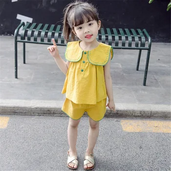 

Mihkalev 2020 cotton girls summer clothes kids clothing sets for girl tracksuit Tshirt+shorts 2pieces sport suit baby outfits