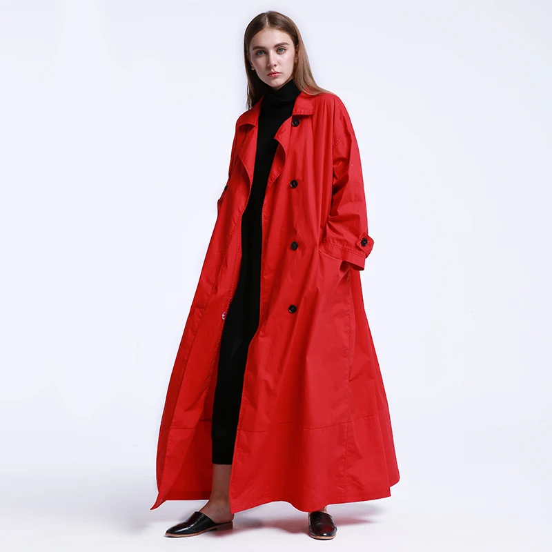 Ch184 Original Design Brief Classic Long Sleeve Maxi Loose Oversize Red