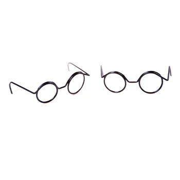 

2pcs alloy Round Frame Lensless Retro doll glasses for BJD Doll Accessories black Mini eyeglass frame doll matching accessories