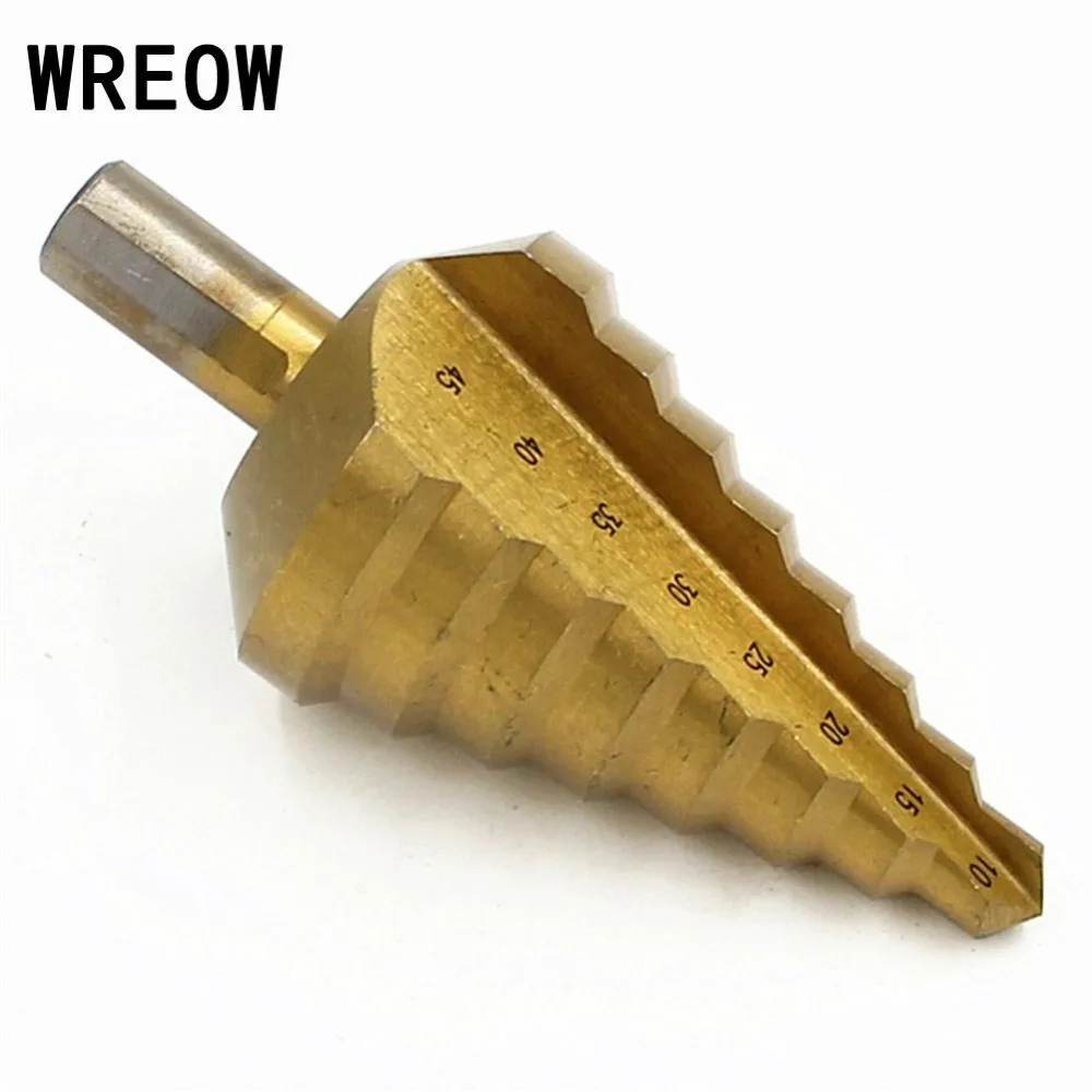 Titanium HSS Step Cone Drill Bit 10 45mm Triangle Hole Saw Cutter Tool