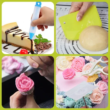 

Behogar 46pcs Multi-function Cake Decorating Kit Cake Turntable Set Pastry Fondant Tool Kitchen Dessert Baking Pastry Supplies