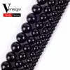 Gemme ronde naturelle en Tourmaline noire, perles pour travaux d'aiguille, fabrication de bijoux, colliers 4, 6, 8, 10, 12mm, Bracelet à bricoler soi-même, 15