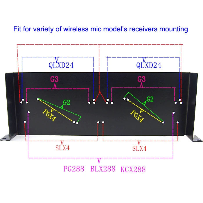 19 ''беспроводной микрофон стойки Кронштейн Комплект полок для shure SLX4/PGX4/QLXD4/BLX288, G2/G3 микрофонный приемник передатчик монтажный