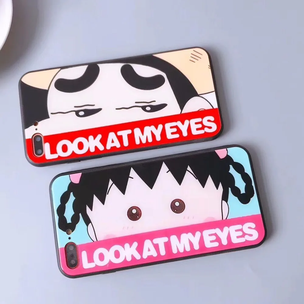 Посмотрите на мой глаз Crayon Shin Chan Chibi Maruko узор закаленное Стекло жесткий Пластик