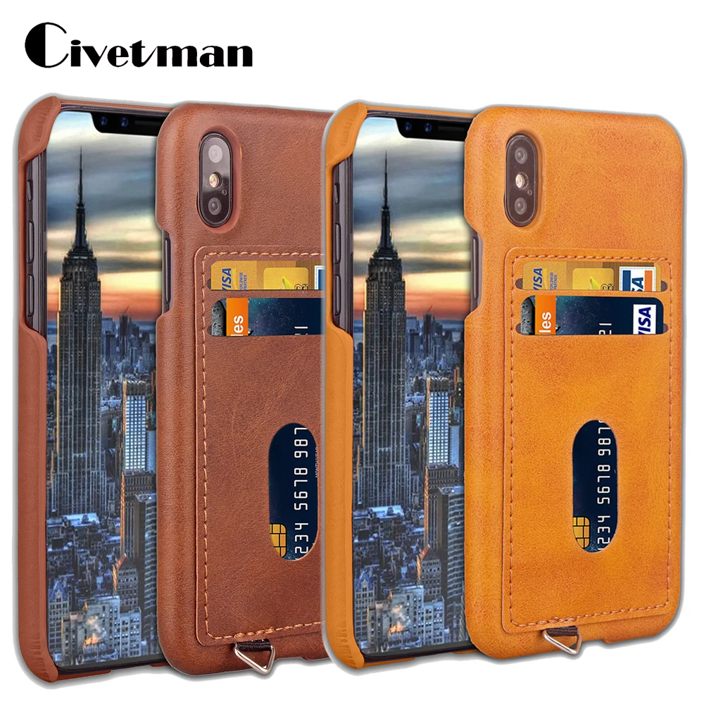 

Cover Mobile Phone Case For Apple iphone X 5.8" Hard PC Oil Side PU Leather Hybrid Back Shell Protection Credit Card Slot Holder