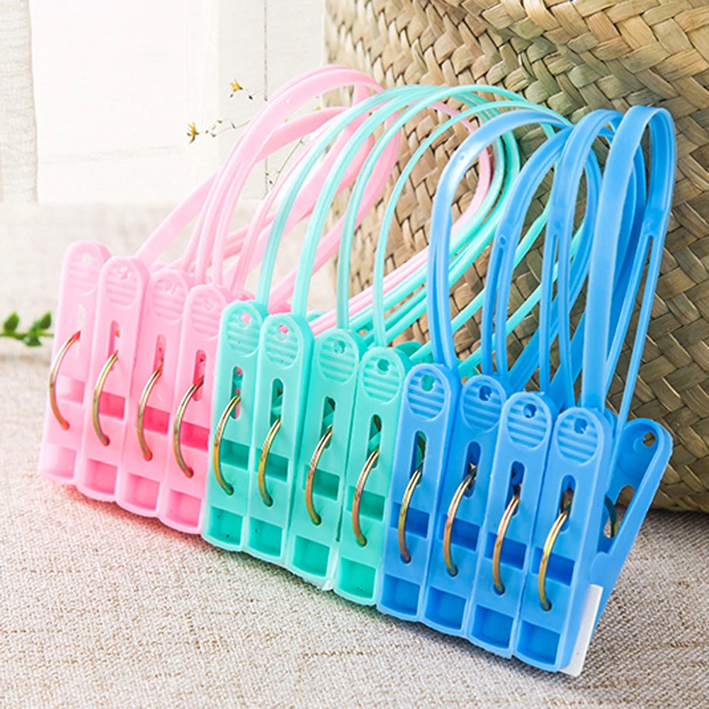 

12pcs/lot Multifunction Plastic Clothe Clips Big Size Windbreak Clips Sock Underwear Bra Hanging Tools Cloth Drying Racks