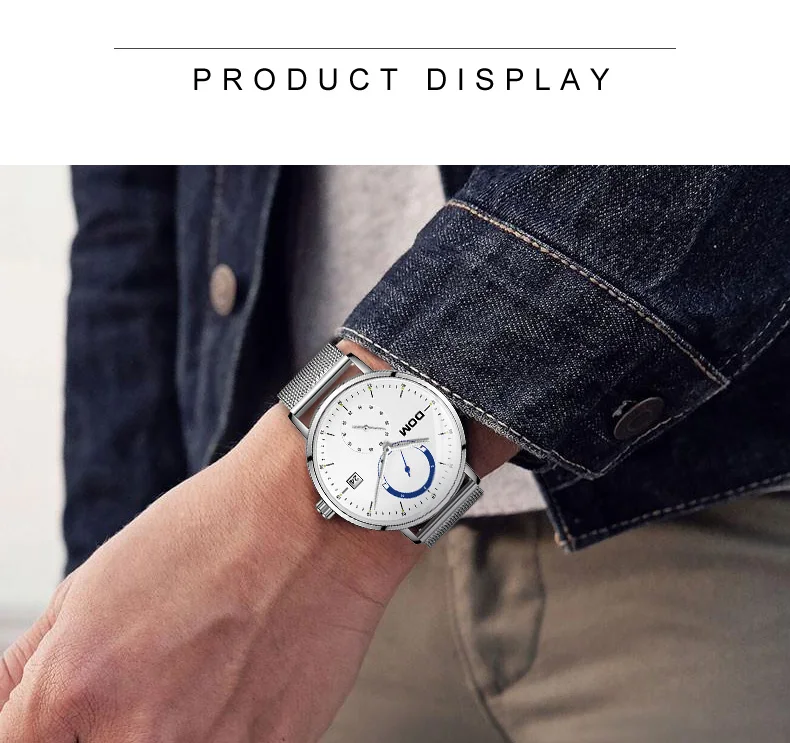 DOM мужские часы люксовый бренд, многофункциональные мужские спортивные кварцевые часы с водонепроницаемым стальным ремешком, деловые часы, наручные часы M-436D-7M