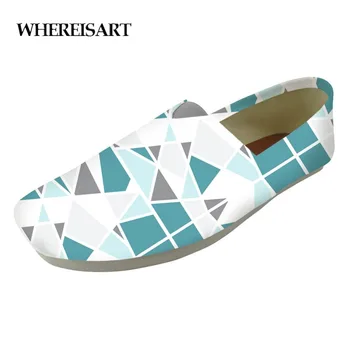

WHEREISART Comfortable Men Print Flat Geometric Pattern Casual Shoes Men Loafers Shoes Men Lazy Shoes Teen Boys Slacker Shoes