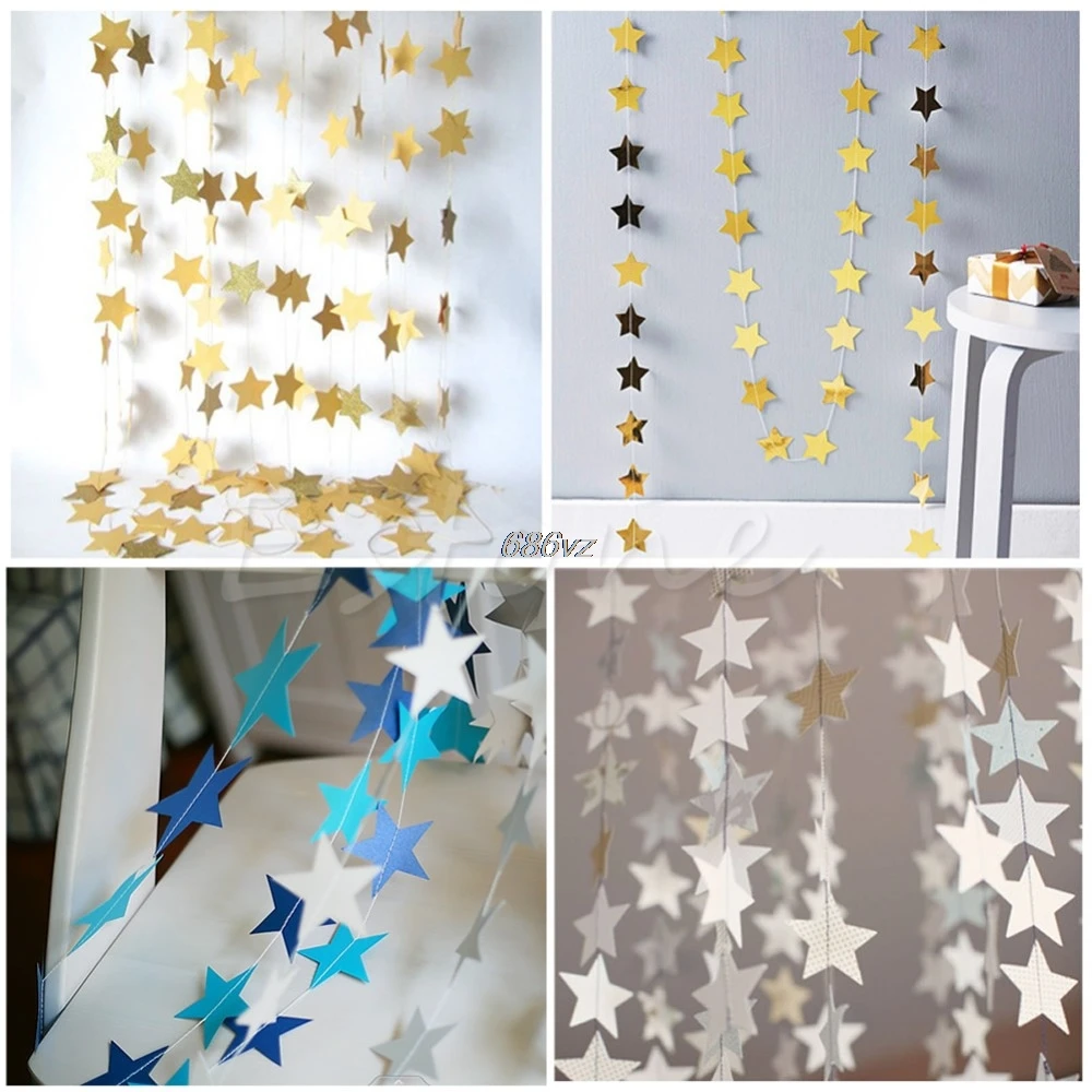 

NEW 4M Paper Star Hanging Garlands Tree Home Decor Christmas Birthday Wedding Party Decorations Warm house