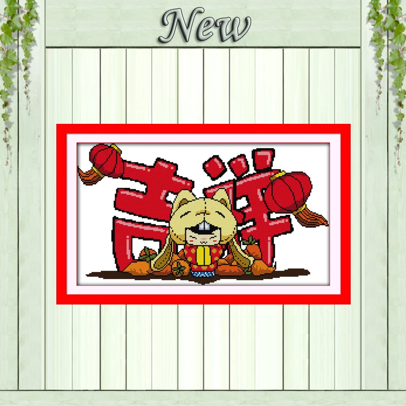 

Lucky rabbit mascot home decor chinese painting counted print on canvas DMC 14CT 11CT Cross Stitch Needlework Set Embroider kits