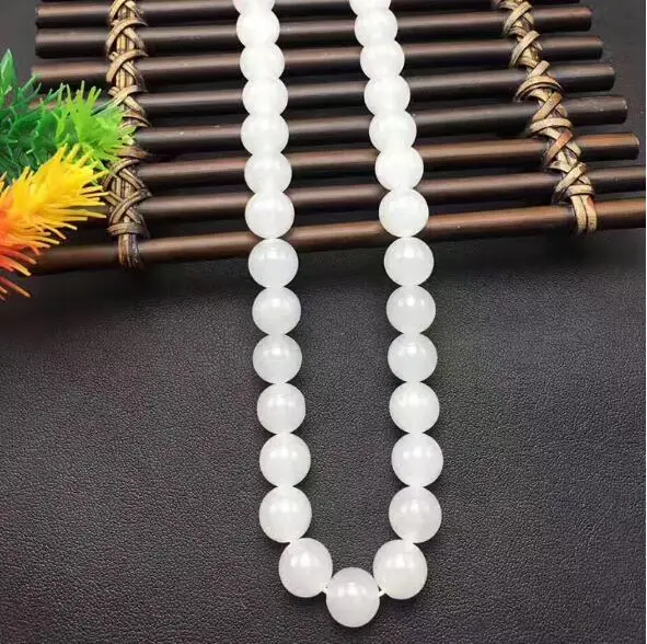 Natural HeTian Yu white jade necklace transshipment buddha bead Necklace + Certificate Fashion Jewelry | Украшения и аксессуары