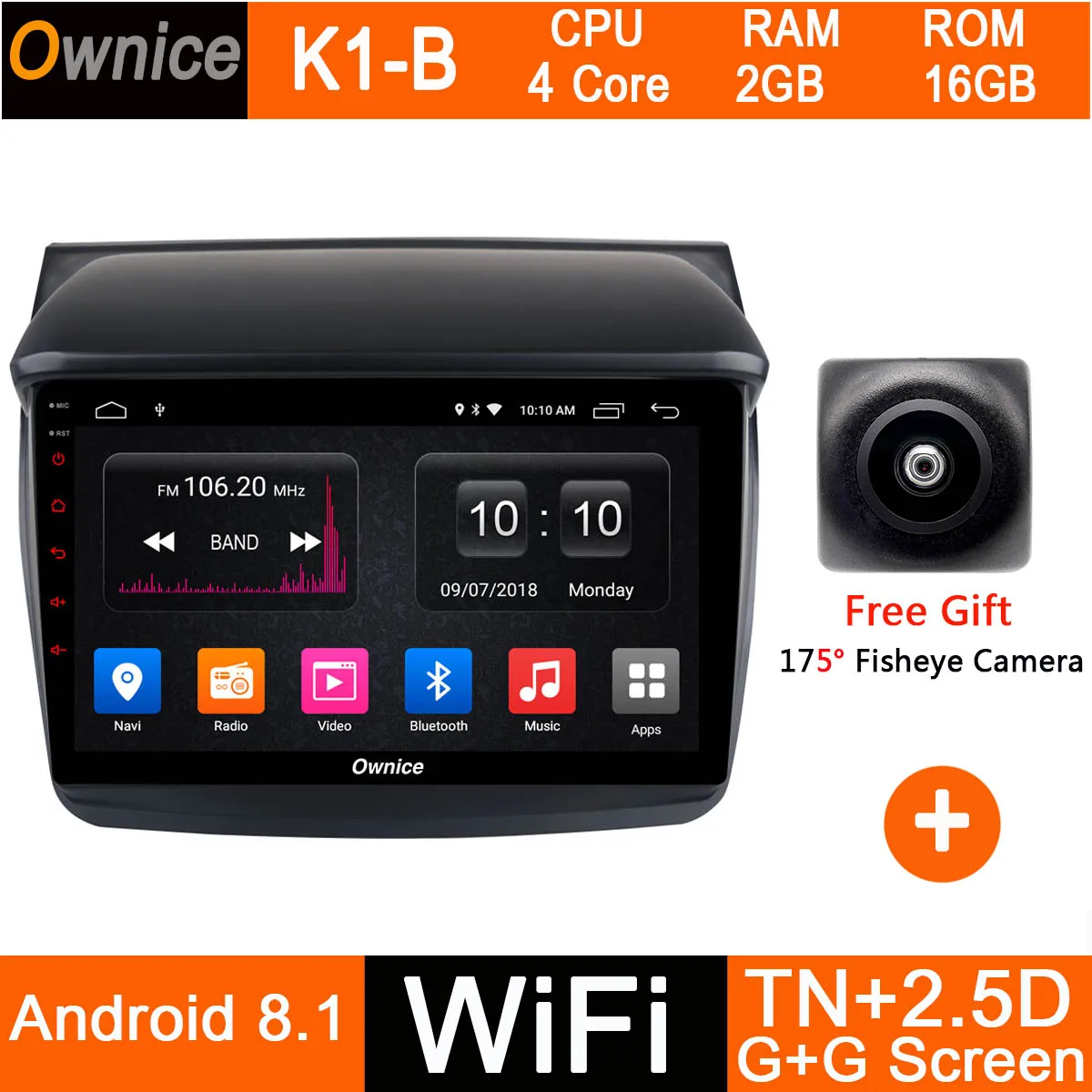 Android 9,0 1DIN " ips 8 Core 4G+ 32G автомобильный DVD gps Navi Радио для Mitsubishi Pajero Sport L200 Trion Видео Аудио CarPlay DSP ADAS - Цвет: K1-B