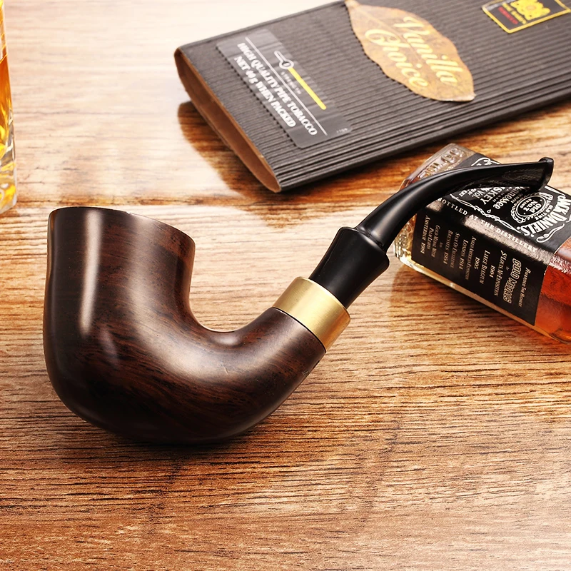 

2019 Ciga New High-grade ADOUS Smoking Set Ebony Wood Handmade Black Smoking Pipes Tobacco Pipe 9mm Filter Wooden Pipe AH923