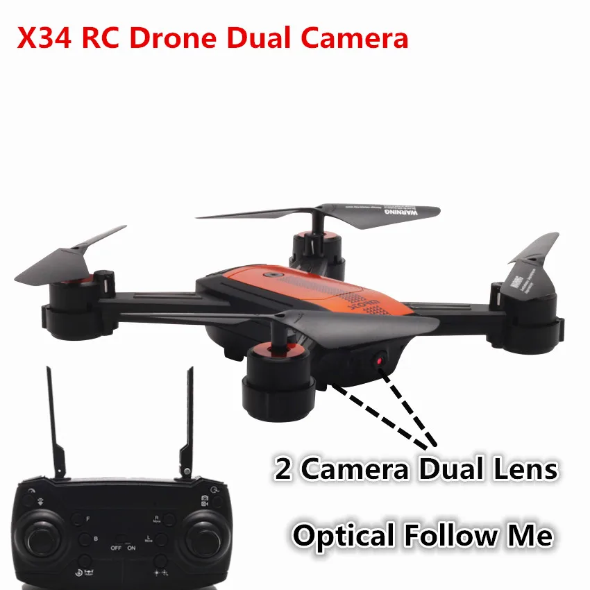 

X12 Upgrade X34 Drone with 2 camera HD WiFi FPV Altitude Hold One Key Return Follow Me RC Quadcopter RC Helicopter vs E58 SG700