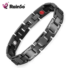 Для мужчин Шарм черный титан браслет с 4 Ele ts здоровье и гигиена Магнитный полированный 8,5 ''OTB-1552BK