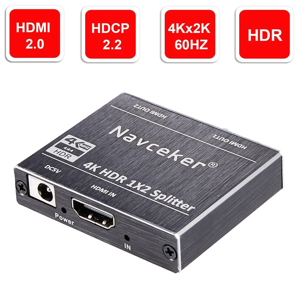 Сплиттер Navceker HDR 4K HDMI 2 0 1x2 поддержка HDCP 3D сплиттер 1 вход выходных переключателя