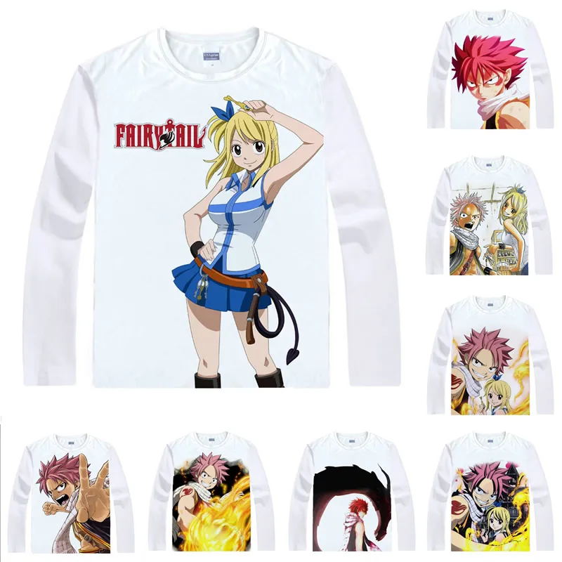 Аниме рубашка Coolprint футболки с хвостом феи мульти стиль длинным рукавом Natsu Dragneel