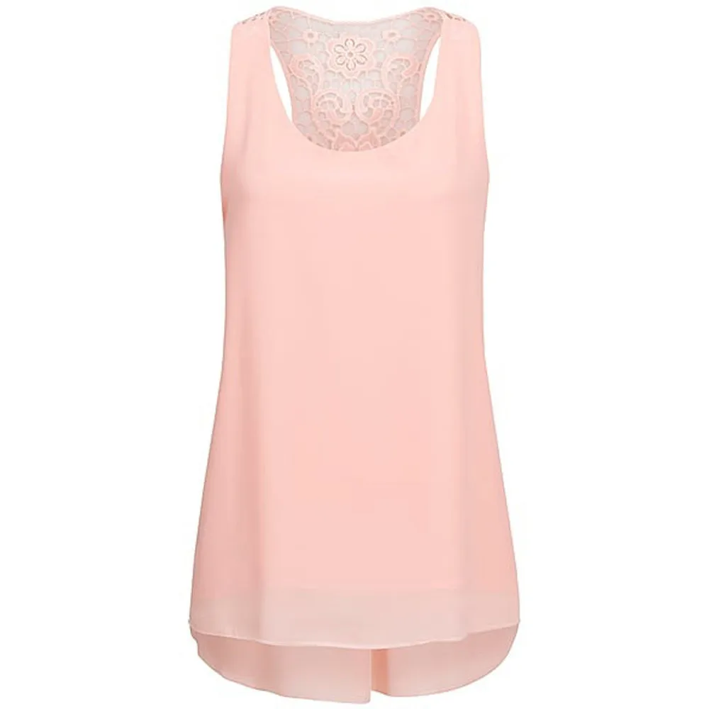 

Women Fashion Top Summer Sleeveless Crop Top Women Chiffon Tunics Blouse Hem Scoop T Shirts Tank Top camiseta tirantes mujer