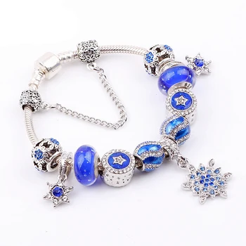 

dodocharms Vintage Silver Color Charm Glass Bracelets For Women Crystal Heart Beads Bracelets Bangles Pulseras DIY Jewelry Gift