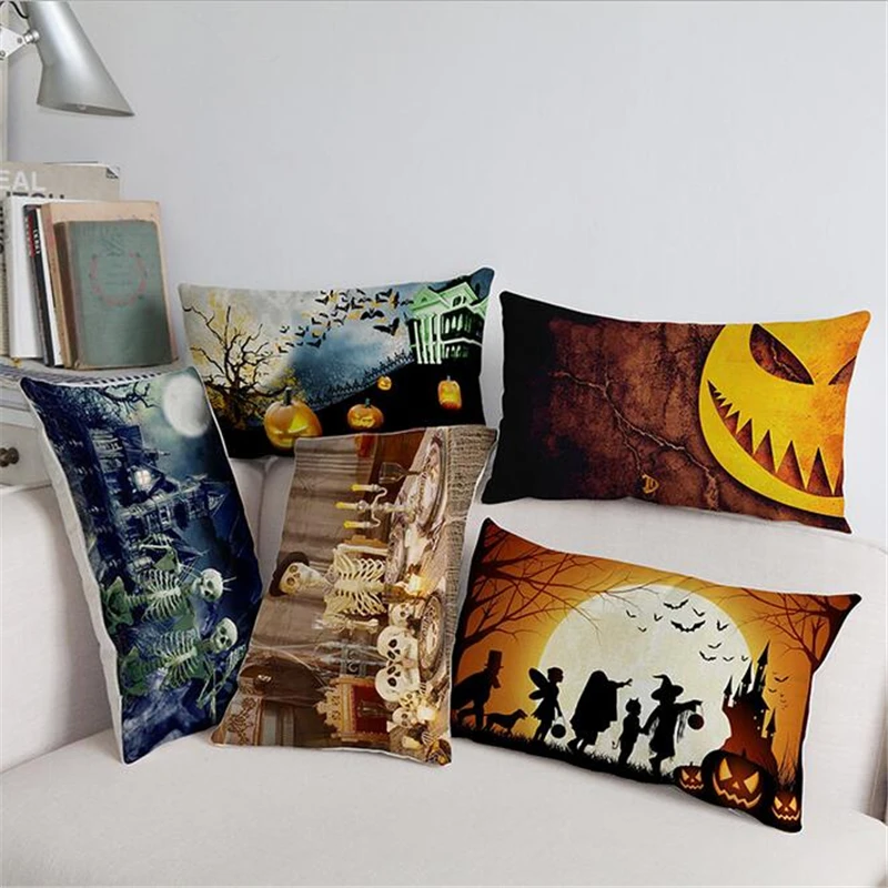 

Cartoon Halloween Decoration Waist Cushion Linen Seat Cushion Lumbar Pillow For Sofa Car Home Decor Throw Pillow 30x50cm