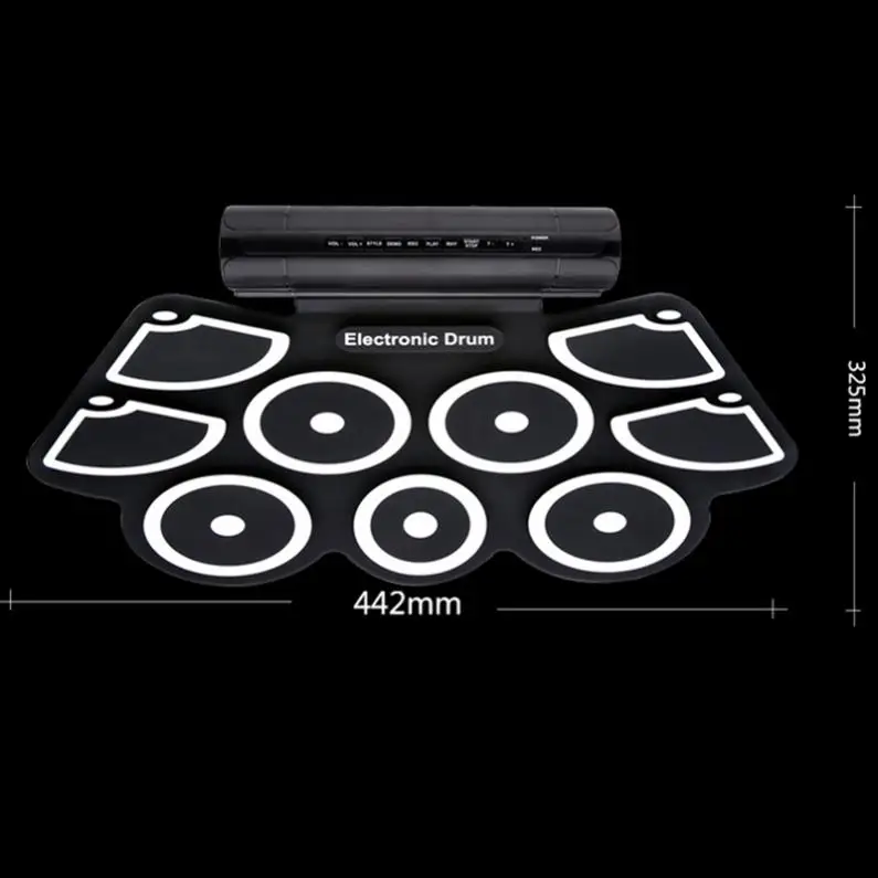 Портативный свернутый электронный барабанный набор 9 силиконовых подушечек встроенные стереодинамики с барабанные палочки, ножные педали с поддержкой USB MIDI