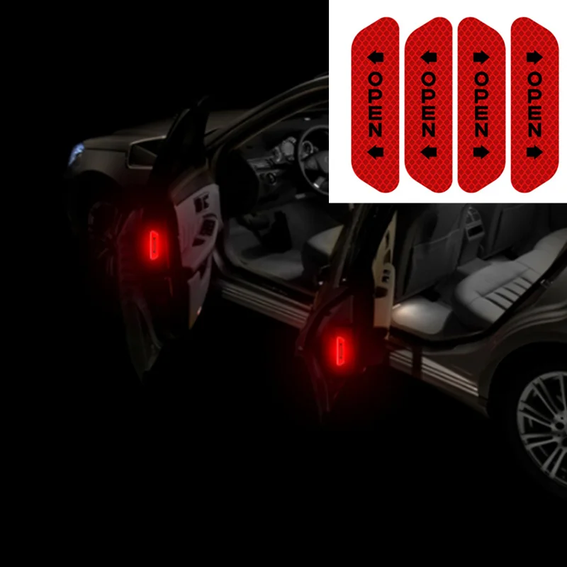 

4Pcs Car Door Safety Warning Mark OPEN Reflective Stickers for Jaguar XF XFL XE XJ XJL F-Pace F pace fpace X761 XJ6 XKR XK8 X320