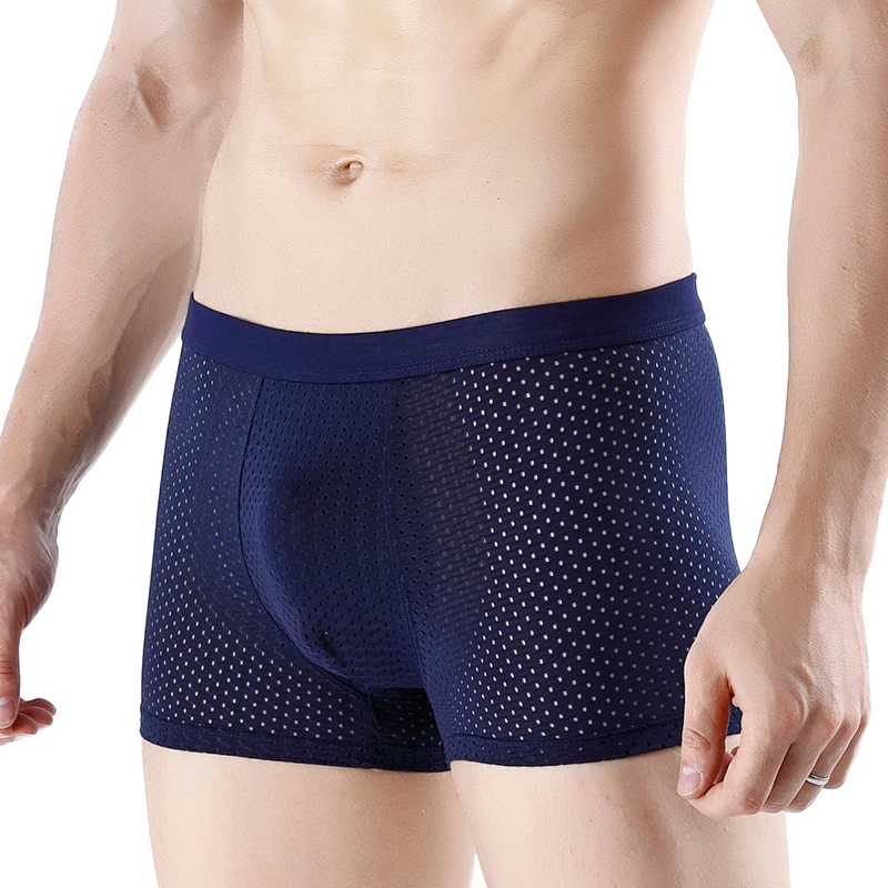 

Men's Underwear Mesh Boxer Mid Waist Breathable Pants Men's Youth Shorts