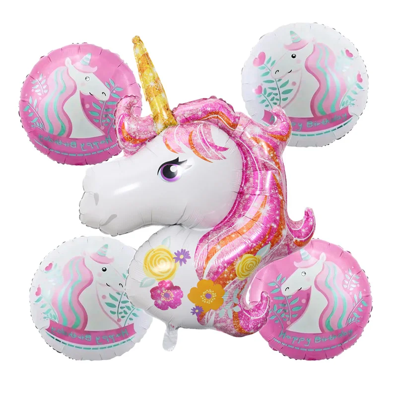 

5pc/lot big size Unicorn Cartoon Balloon Birthday Party Decor Kids Happy Birthday Balloons Unicorn Party Baby Shower Globos