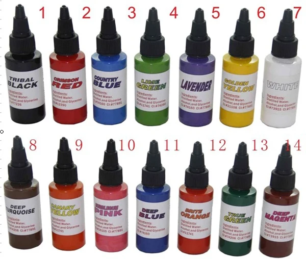 Buy Permanent Pigment Tattoo Ink 1 OZ 14 Colors Tattoo