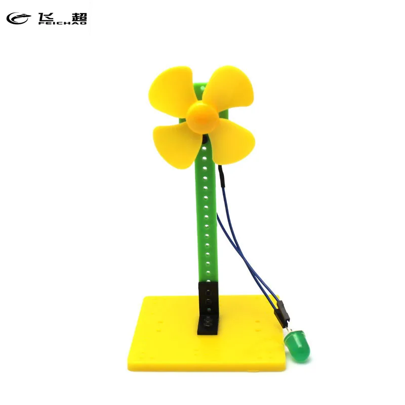 

Feichao Wind Power Green LED Blowing Generator Windmill Toys Kit for Science Education Experiment Demo Generator Module