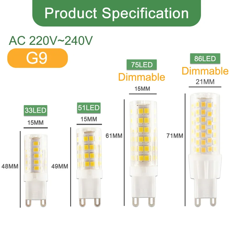 Kaguyahime 10 шт. высокояркий керамический Диммируемый светодиодный G4 G9 E14 светильник светодиодный G4 220 В ACDC DC AC 12 В светодиодный светильник G9 3 Вт 5 Вт 6 Вт 7 Вт 9 Вт 10 Вт