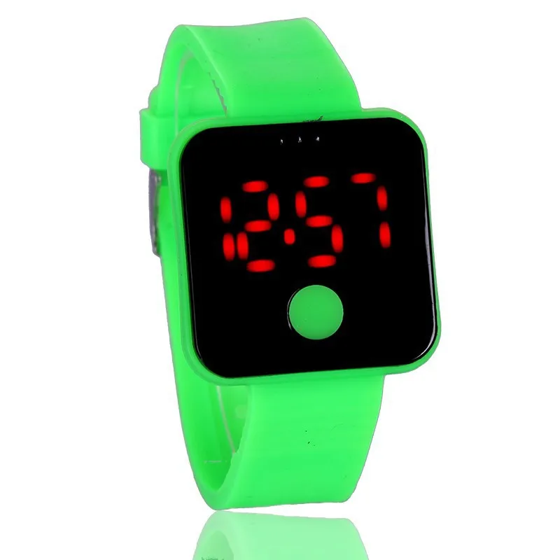 Топ, детские часы, милые, 12 цветов, фрукты, детский светодиодный, электронные часы, модные, детские, для мальчиков и девочек, наручные часы, relogio - Цвет: Зеленый