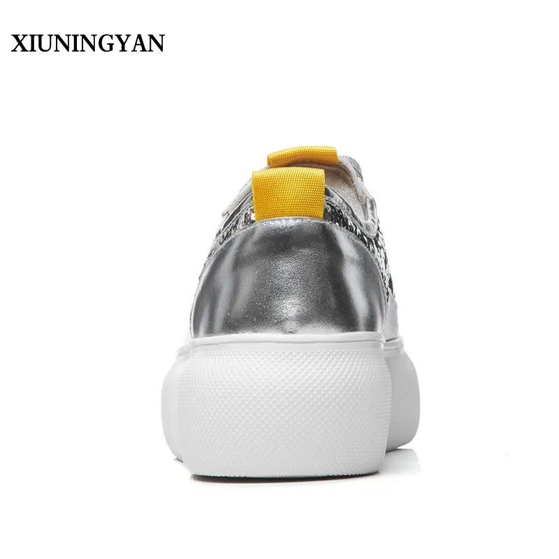 Xiuningyan up Rétro 2018 Dentelle Noir Femmes argent Bling Plates Creepers Derbies Chaussures Argent forme Cuir En Appartements Vache Plate Noir Plat 66rdqw