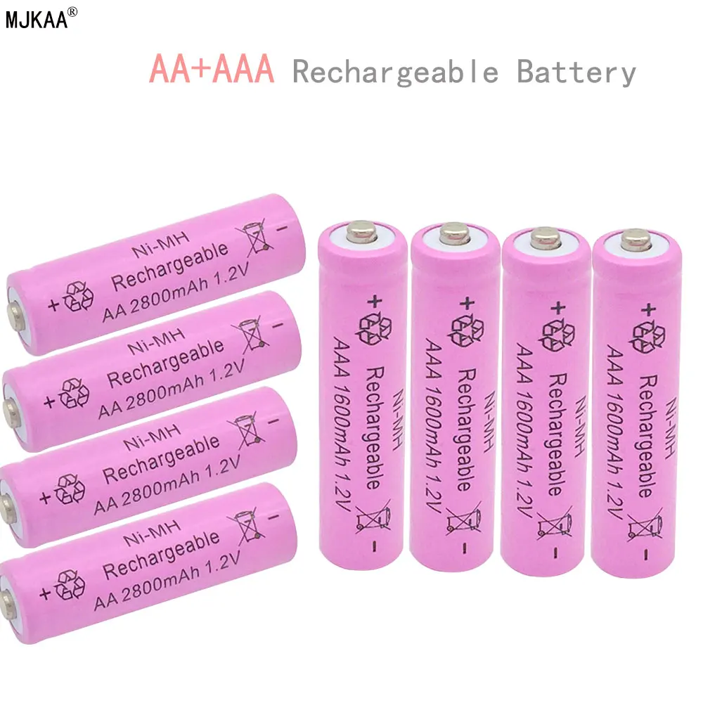 AA 2800mAh ni-mh перезаряжаемые батареи+ AAA 1600mAh перезаряжаемые батареи для дистанционного управления, радио факелы Часы игрушки