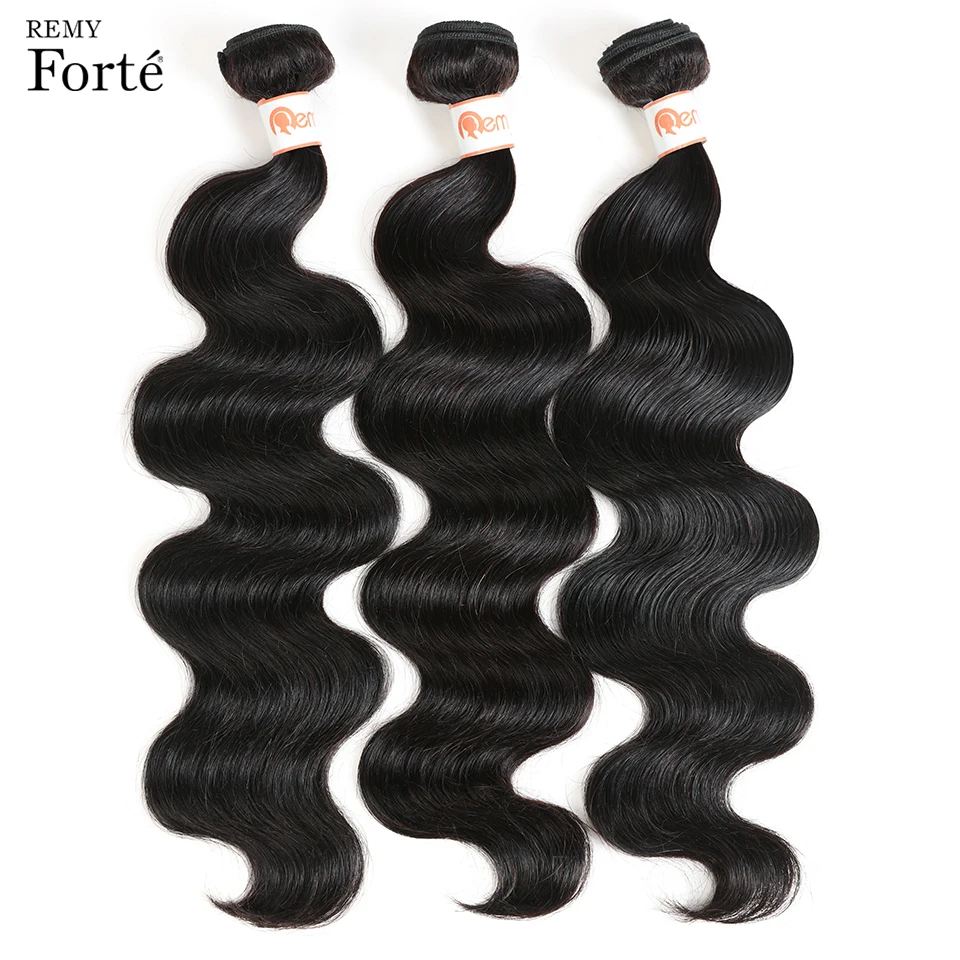 Remy Forte Brazilian Hair Weave Bundles 30 Inch Body Wave Human Hair Extension 3 Bundles Natural Color Remy Human Hair Bundles